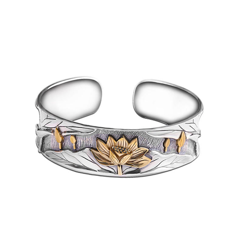 Lotusblume Calm Armband aus 925 Sterling Silber, verstellbar