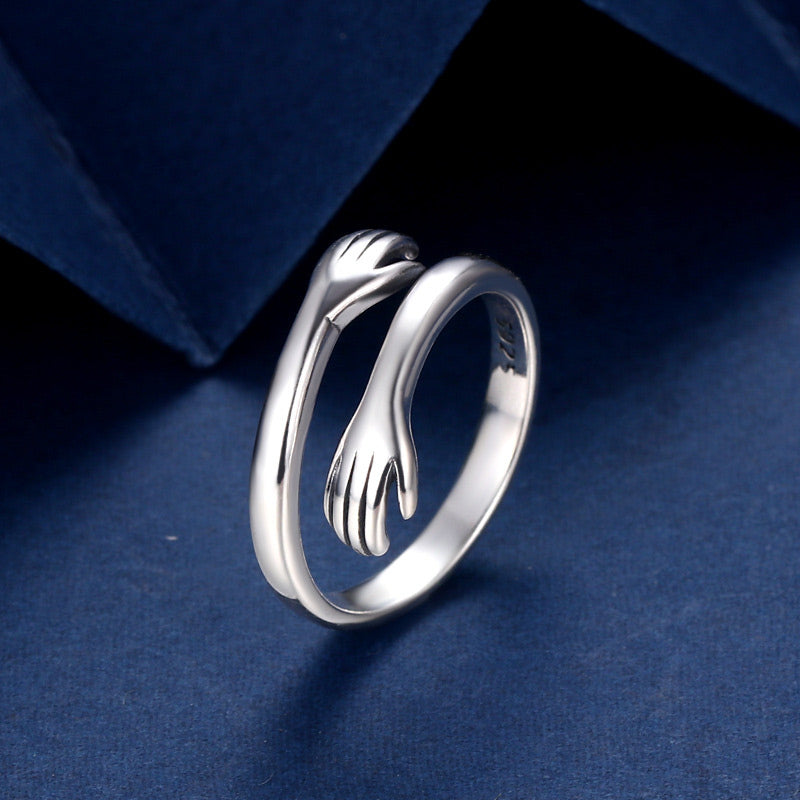 925 Sterling Silver Love Hug Thumb Ring | Spiritual Protection