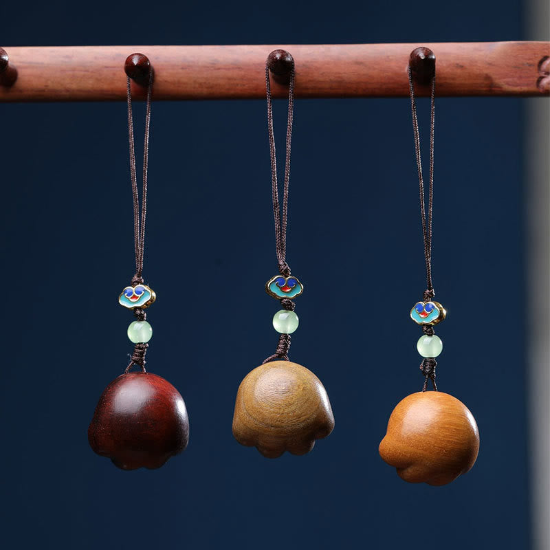 Sandalwood Protection Phone Hanging with Lucky Cat Paw Claw Charm