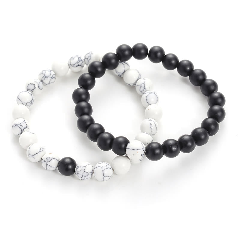 8mm Frosted Stone & White Turquoise Couple Bracelet for Balance