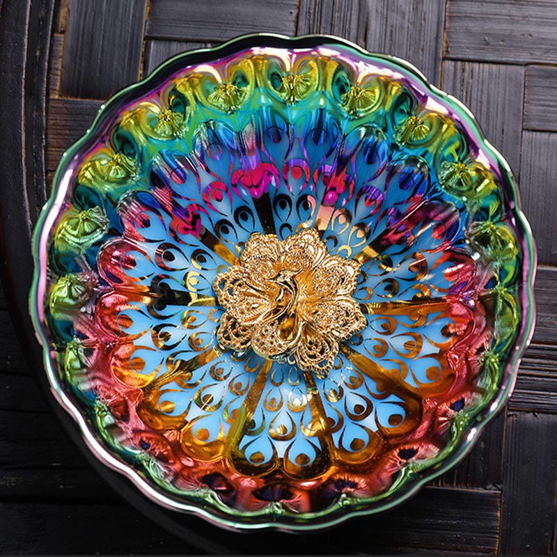 Vivid Peacock Jian Zhan Keramik-Teetasse, 110 ml