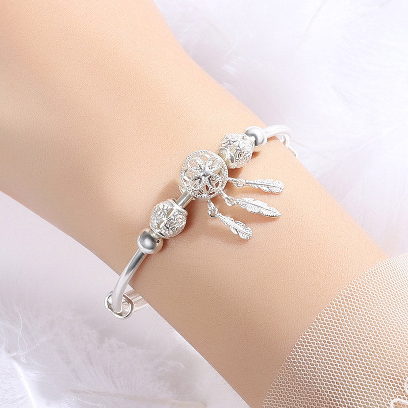 Traumfänger-Charm-Armband aus weißem Kupfer für Glück und Heilung