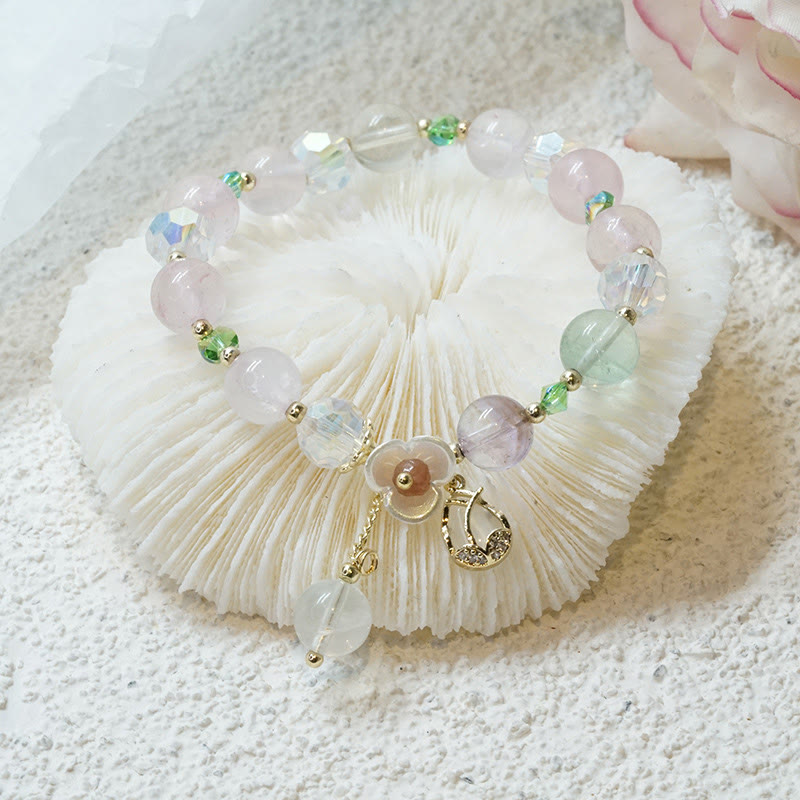 Strawberry Quartz Fluorite Healing Bracelet for Emotional Clarity