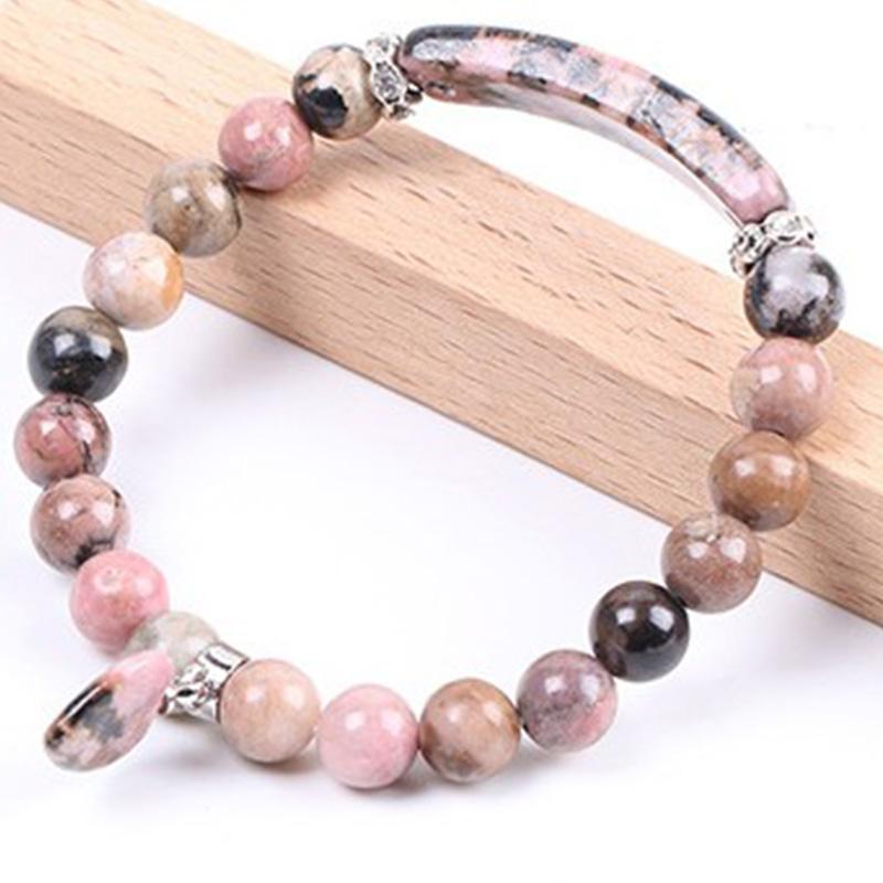 Natural Quartz Love Heart Healing Beads Bracelet 8mm