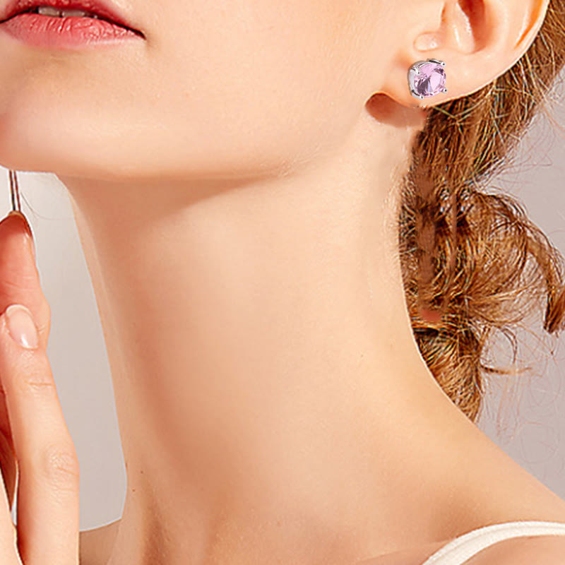 Unisex-Ohrringe mit natürlichem Amethyst und verschiedenen Edelsteinen, 7 mm