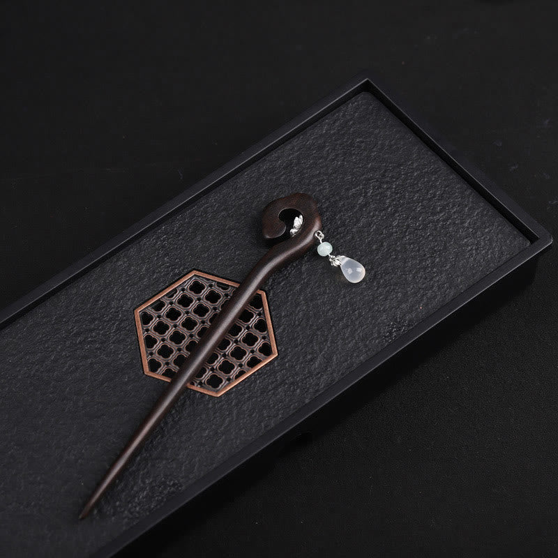 Ebenholz-Mut-Haarnadel | Traditionelle chinesische Haarnadel 17 cm