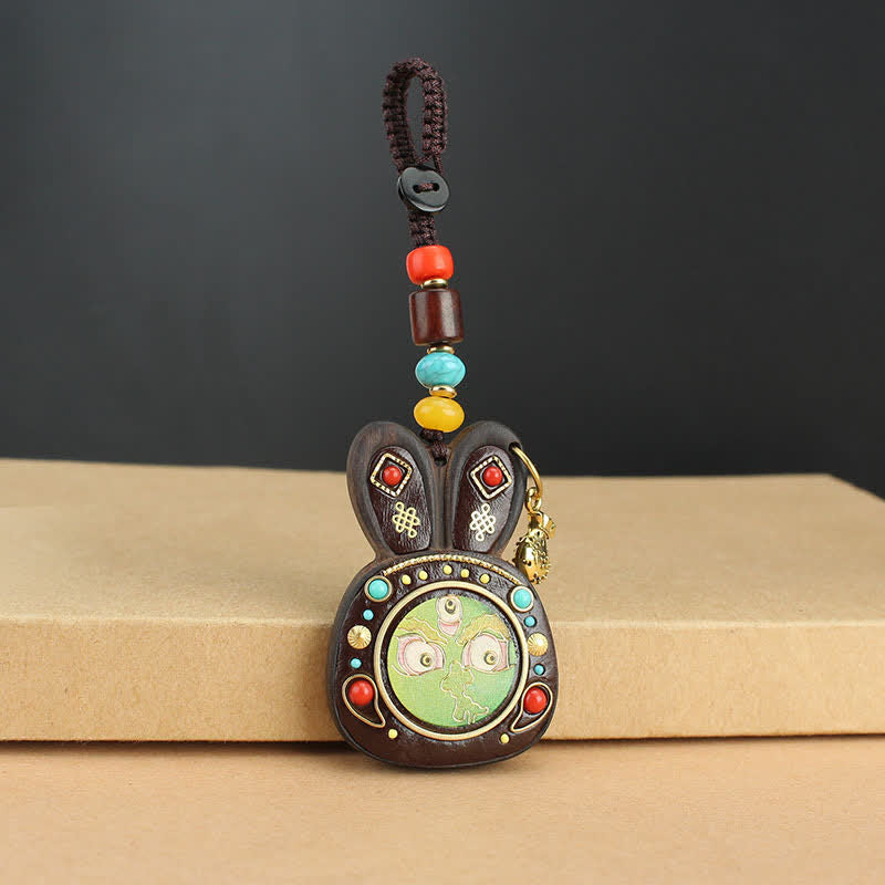 Ebenholz Fünf Gott des Reichtums Thangka Schlüsselanhänger spirituellen Schmuck