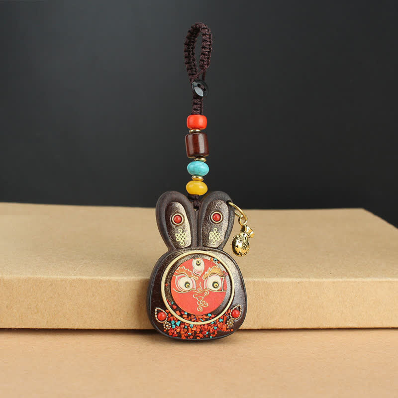 Ebenholz Fünf Gott des Reichtums Thangka Schlüsselanhänger spirituellen Schmuck