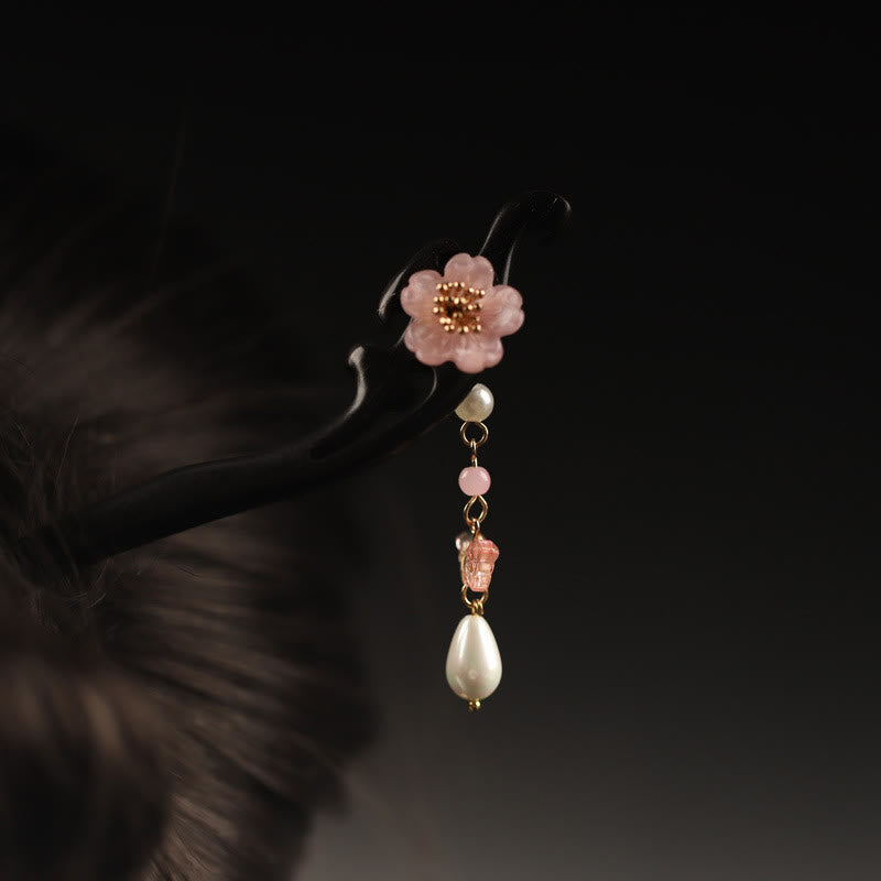Ebenholz Blume Schmetterling Segen Haarnadel | Chinesische Haarnadel