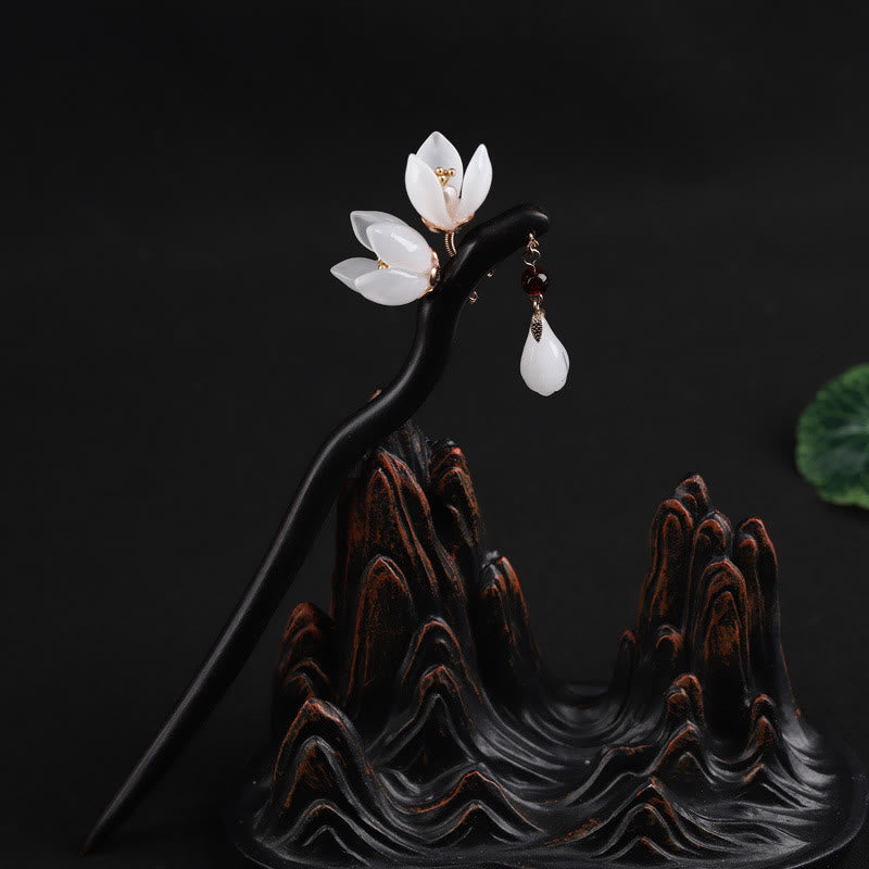 Ebenholz Magnolia Blütenblätter Chinesische Haarnadel Segen