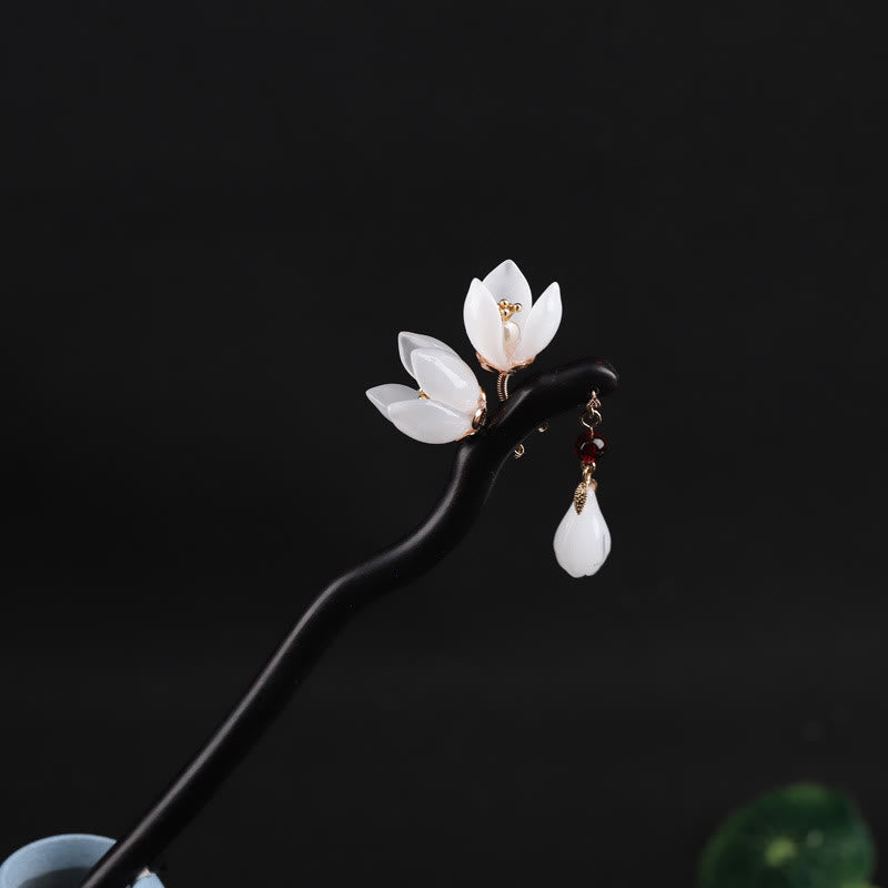 Ebenholz Magnolia Blütenblätter Chinesische Haarnadel Segen