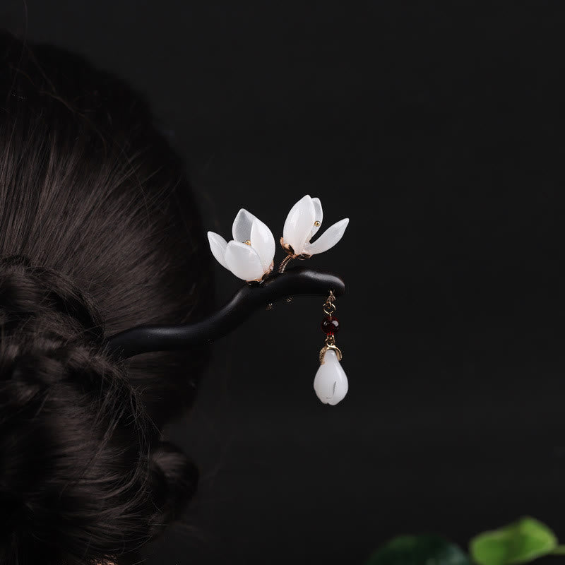 Ebenholz Magnolia Blütenblätter Chinesische Haarnadel Segen