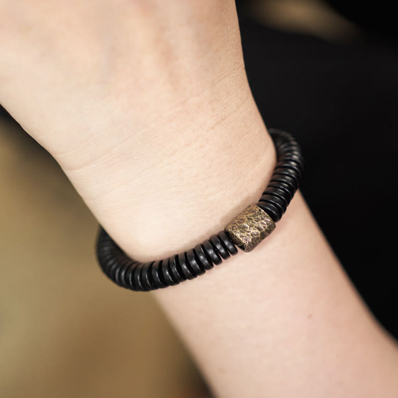Ebenholz Messing Ruhe Armband | Erdung Frieden Schmuck