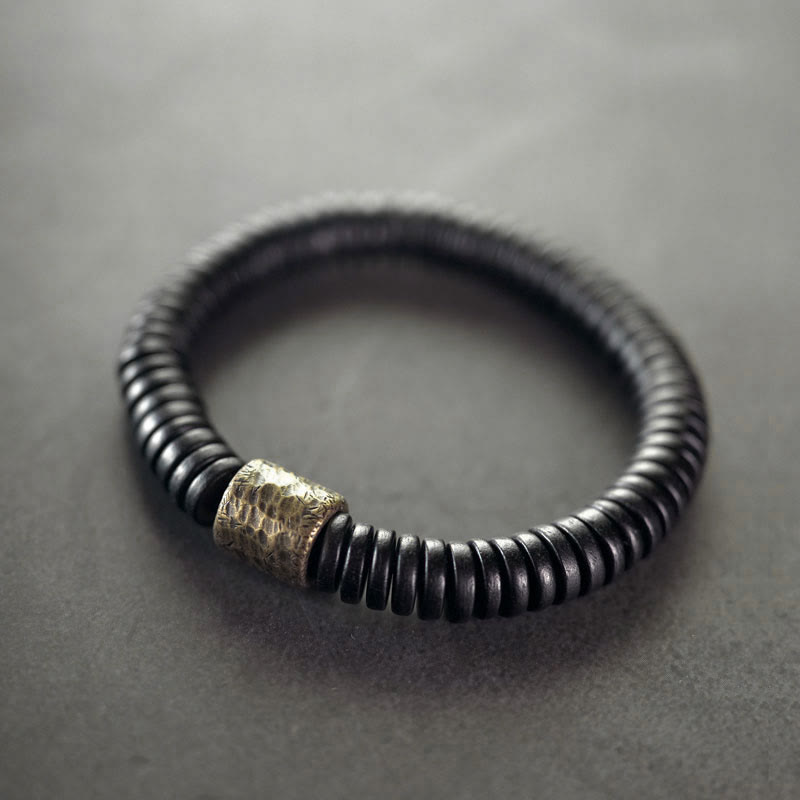 Ebenholz Messing Ruhe Armband | Erdung Frieden Schmuck