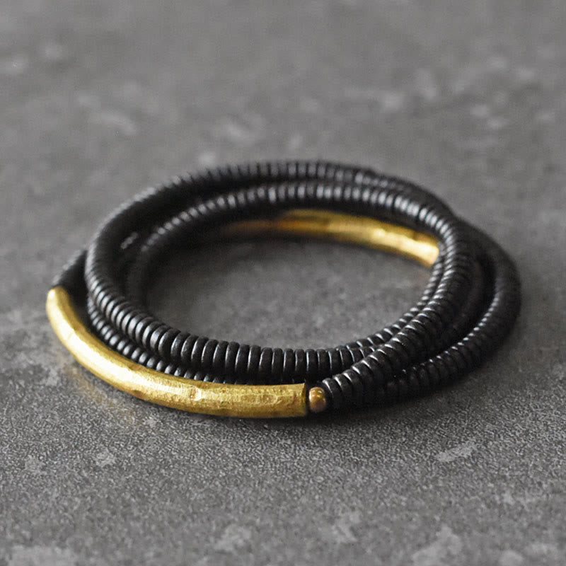 Mehrlagiges Armband aus Ebenholz und Kupfer für Ausgeglichenheit und Ruhe