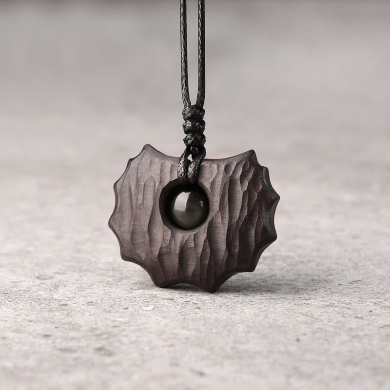 Halskette mit unregelmäßiger Form aus Ebenholz-Obsidian und Peace Calm