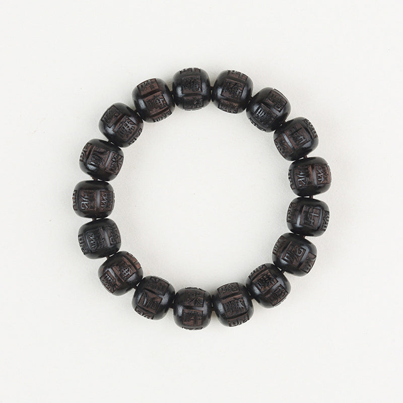Ebenholz-Armband „Om Mani Padme Hum Balance“, 13 mm, Unisex
