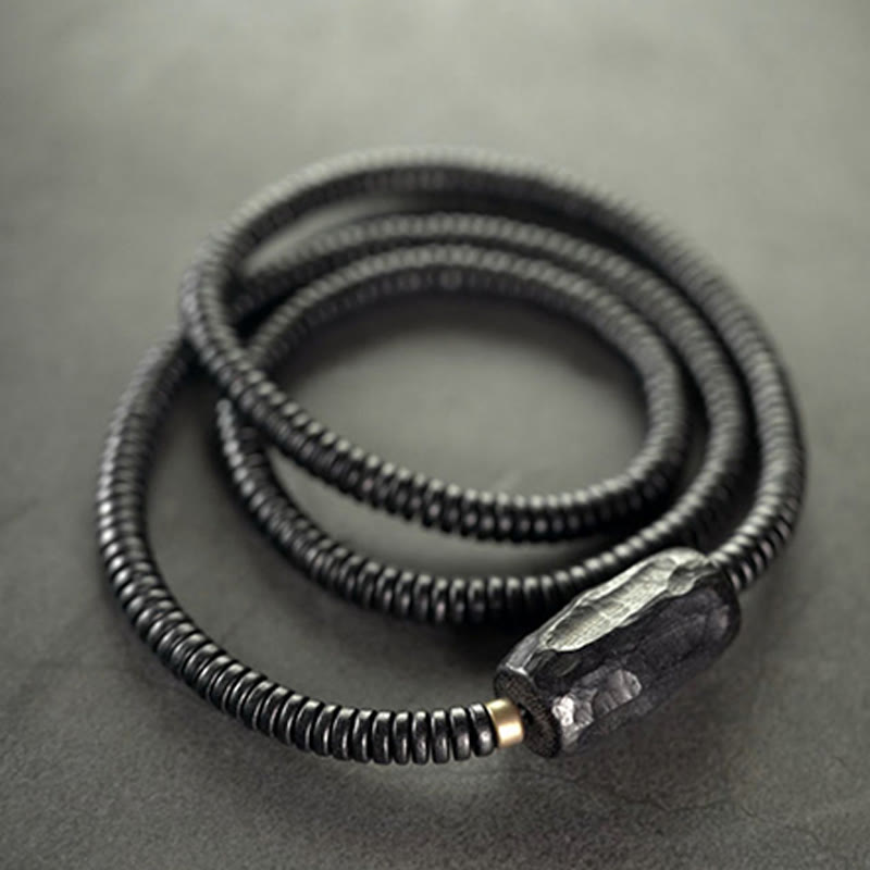 Dreifach gewickeltes Armband aus Ebenholz für Balance und Ruhe, 14–17,5 cm