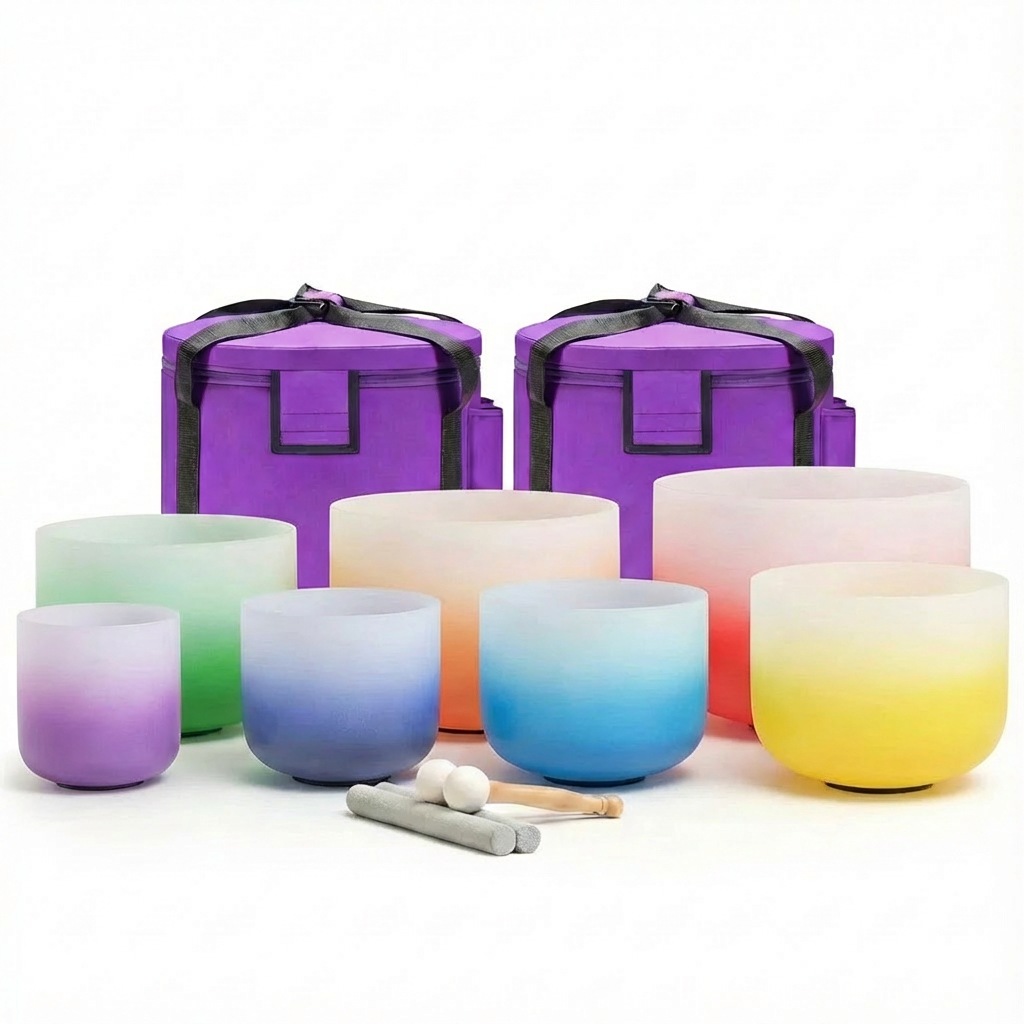 Aria Gradient Chakra Kristall-Klangschalen-Set für Meditation