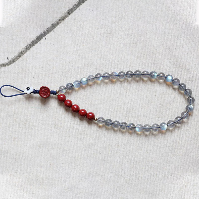 Natürlicher Mondstein, Zinnober, 6 mm, Telefondekoration für Ruhe und Positivität