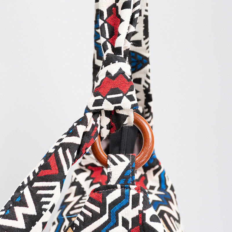 Umhängetasche mit geometrischem Streifenmuster | Verstellbare Schultertasche