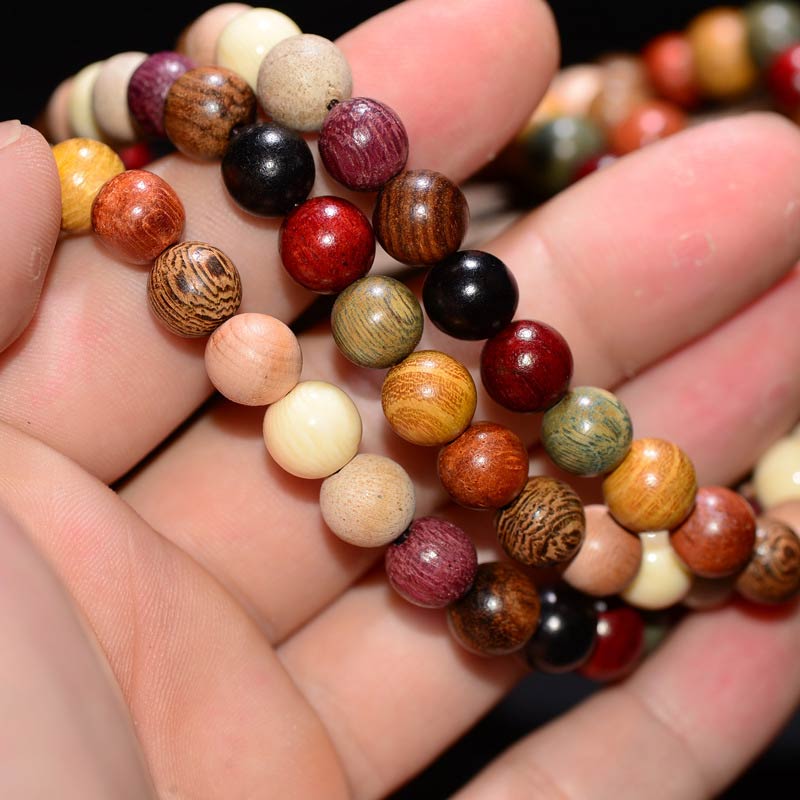Mala-Armband aus Wengeholz mit 108 Perlen für Meditation und Balance