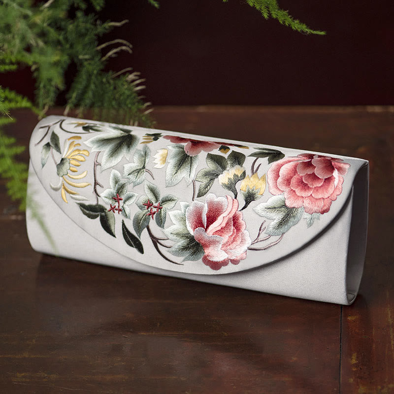 Elegante Umhängetasche mit Su-Stickerei, 24 cm, mit Blumenmuster