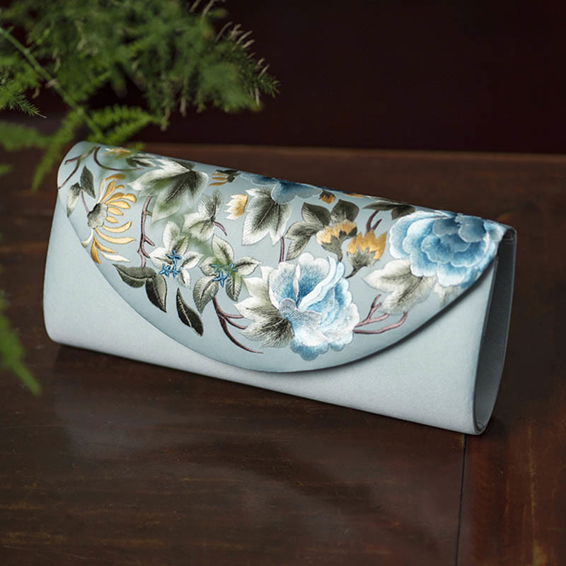 Elegante Umhängetasche mit Su-Stickerei, 24 cm, mit Blumenmuster