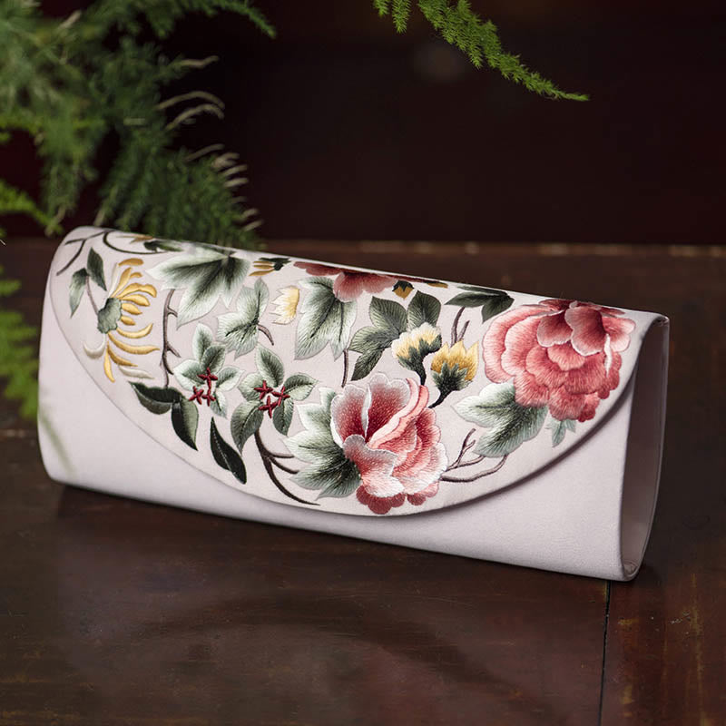 Elegante Umhängetasche mit Su-Stickerei, 24 cm, mit Blumenmuster