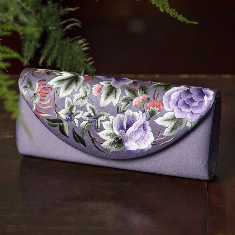 Elegante Umhängetasche mit Su-Stickerei, 24 cm, mit Blumenmuster