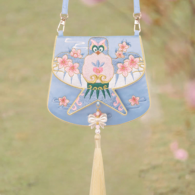 Bestickte Lotus Koi Fisch Kaninchen Hanfu Umhängetasche