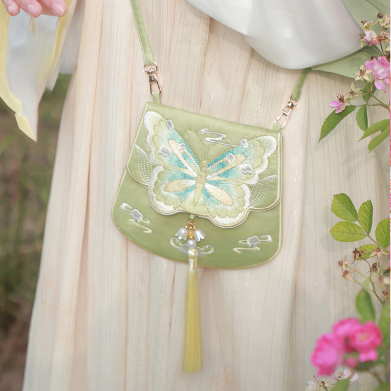 Bestickte Lotus Koi Fisch Kaninchen Hanfu Umhängetasche