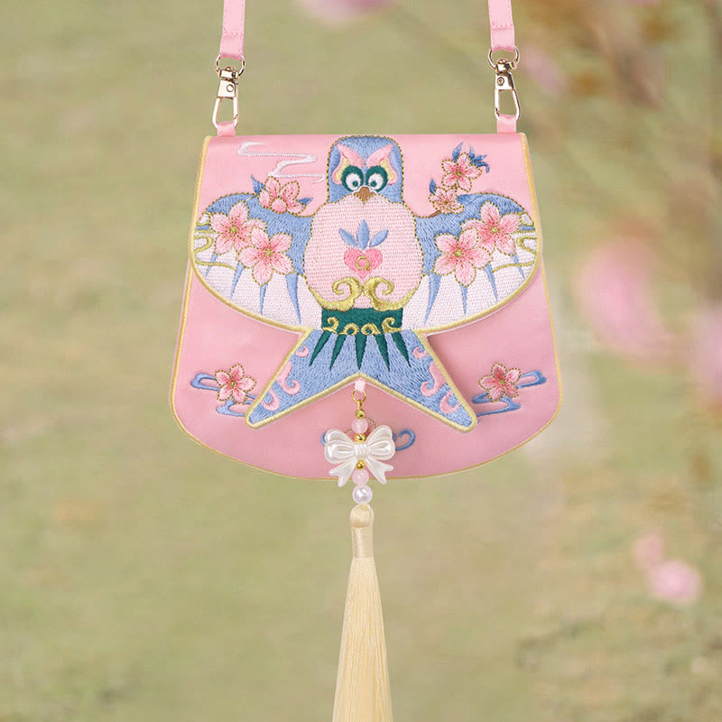 Bestickte Lotus Koi Fisch Kaninchen Hanfu Umhängetasche