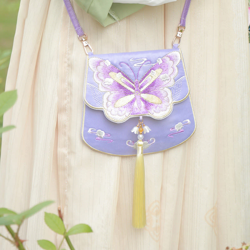 Bestickte Lotus Koi Fisch Kaninchen Hanfu Umhängetasche