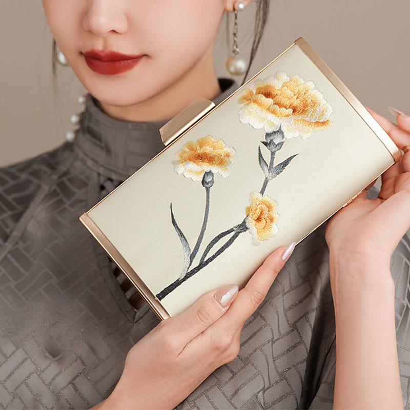 Gestickte Nelken-Umhängetasche 20 cm | Elegantes Blumendesign