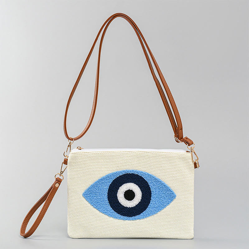 Evil Eye Canvas Umhängetasche mit verstellbarem Riemen - Schutzsymbol