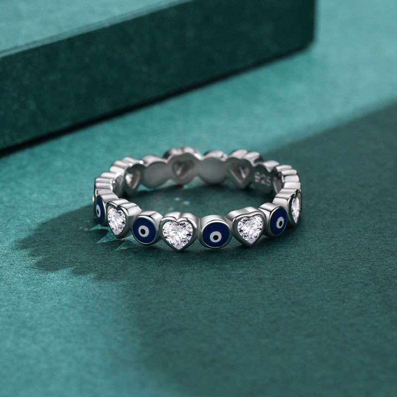 Evil Eye Love Heart Ring aus 925 Sterling Silber - Schutz & Segen