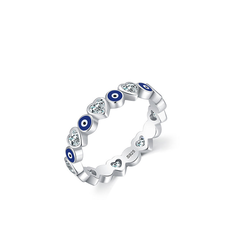 Evil Eye Love Heart Ring aus 925 Sterling Silber - Schutz & Segen