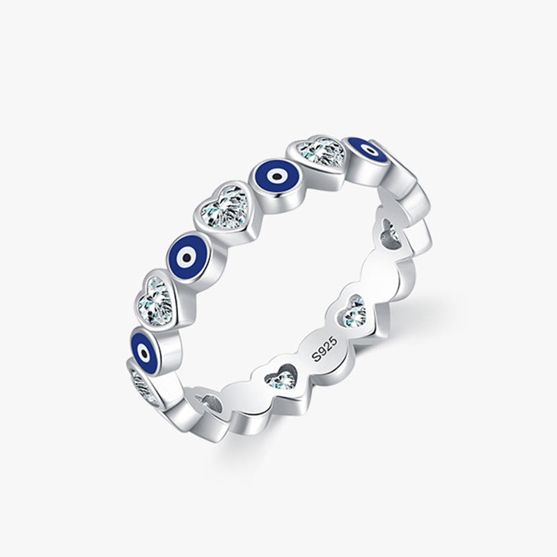 Evil Eye Love Heart Ring aus 925 Sterling Silber - Schutz & Segen