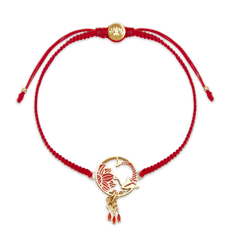 Unisex Lotus Koi Fish Lucky Red String Bracelet