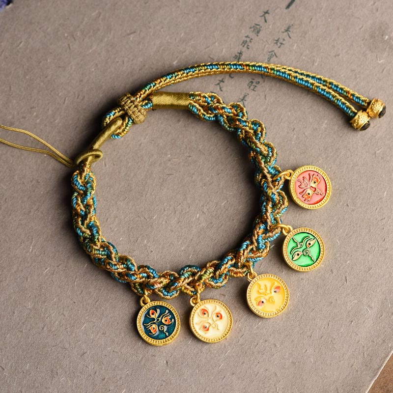 Tibetisches spirituelles Armband mit den fünf Göttern des Reichtums