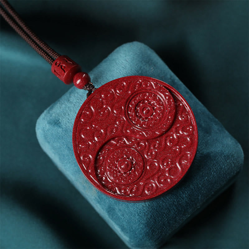 Cinnabar Yin Yang Necklace Pendant for Calm and Protection