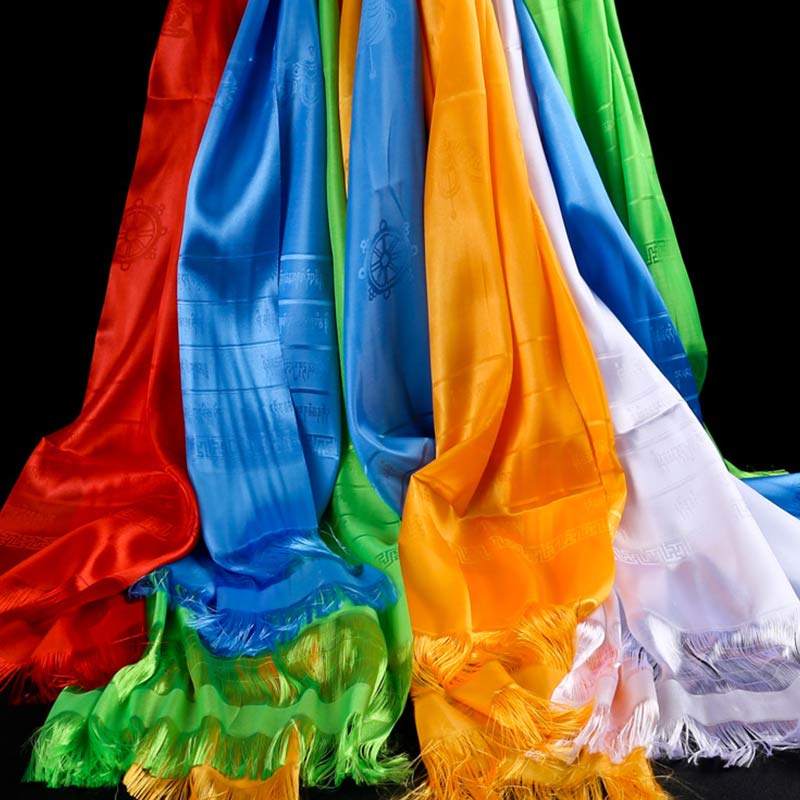 Tibetischer Khata-Schal, 235 cm, 5 Farben, Zen-Dekor