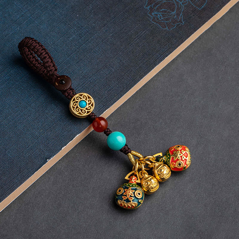 Gold Schluckendes Tier Familie Glück Schlüsselanhänger für spirituellen Reichtum