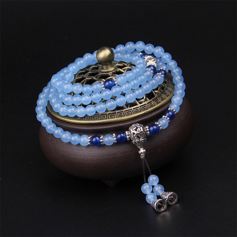 108 Perlen Blauer Kristall Edelstein Mala Armband 6mm Heilung