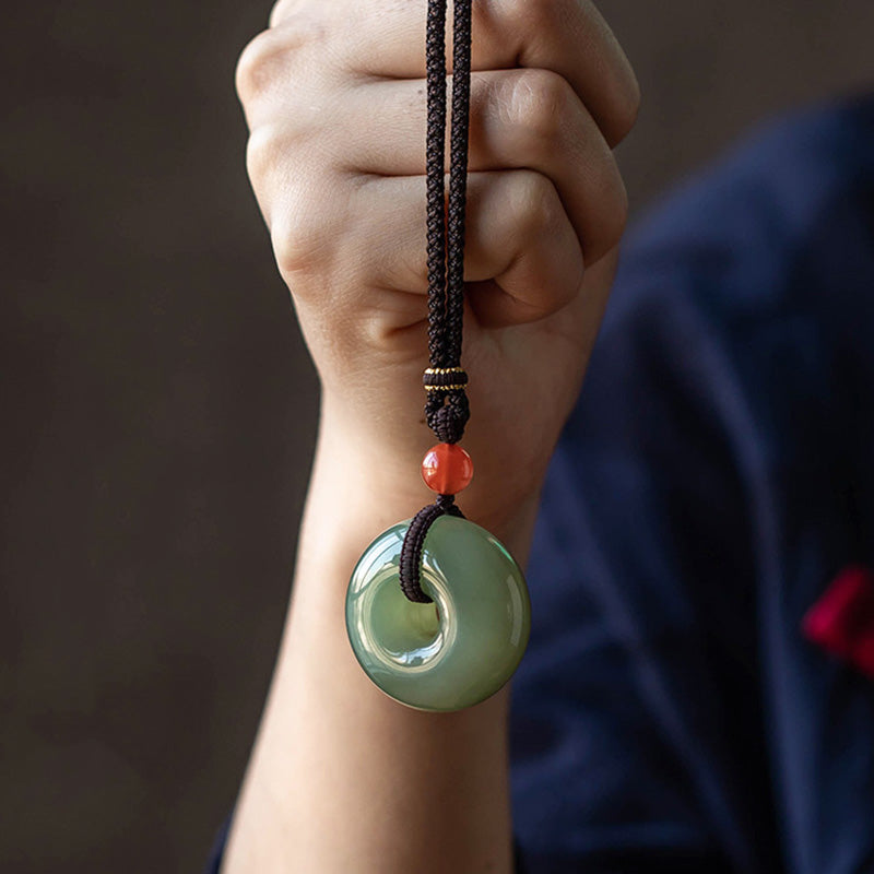 Natürliche graue Jade-Glückskette | Friedens- und Wohlstandsanhänger