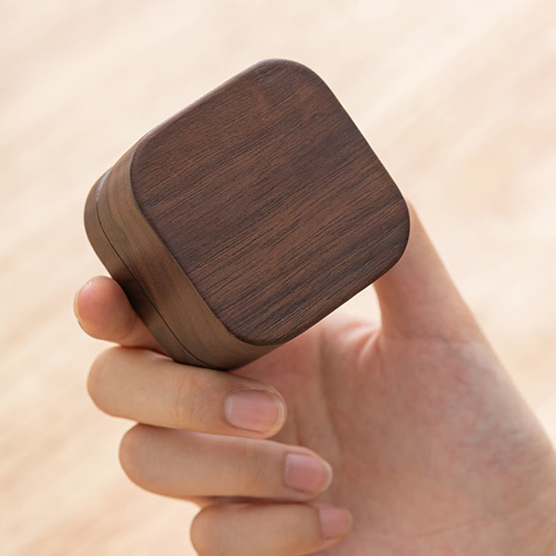 Handgemachte Ring-Schmuck-Aufbewahrungsbox aus schwarzem Walnussholz