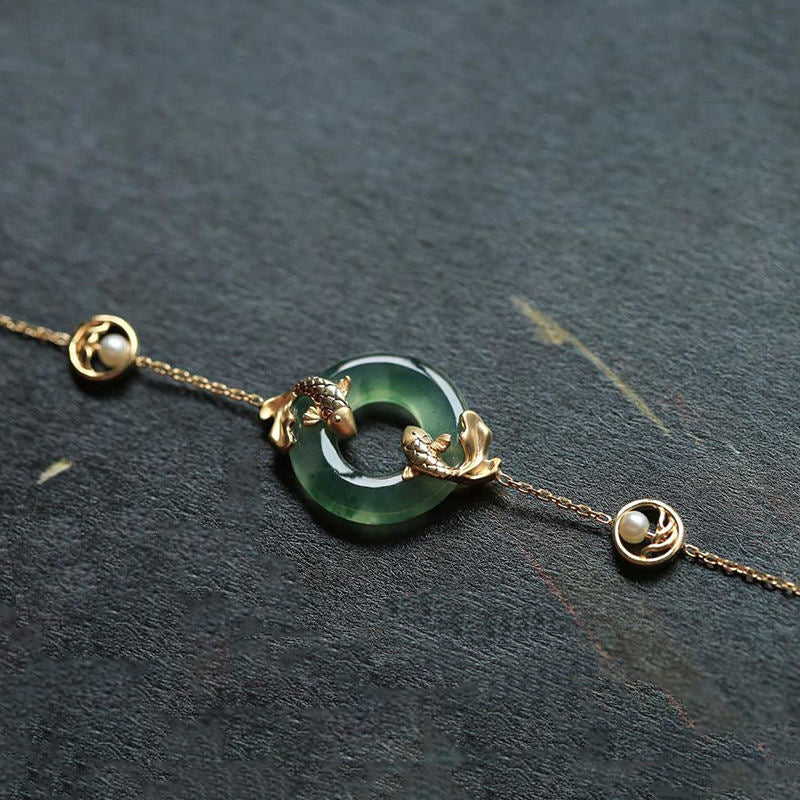 Cyan Jade Koi Fisch Heilung Harmonie Armband