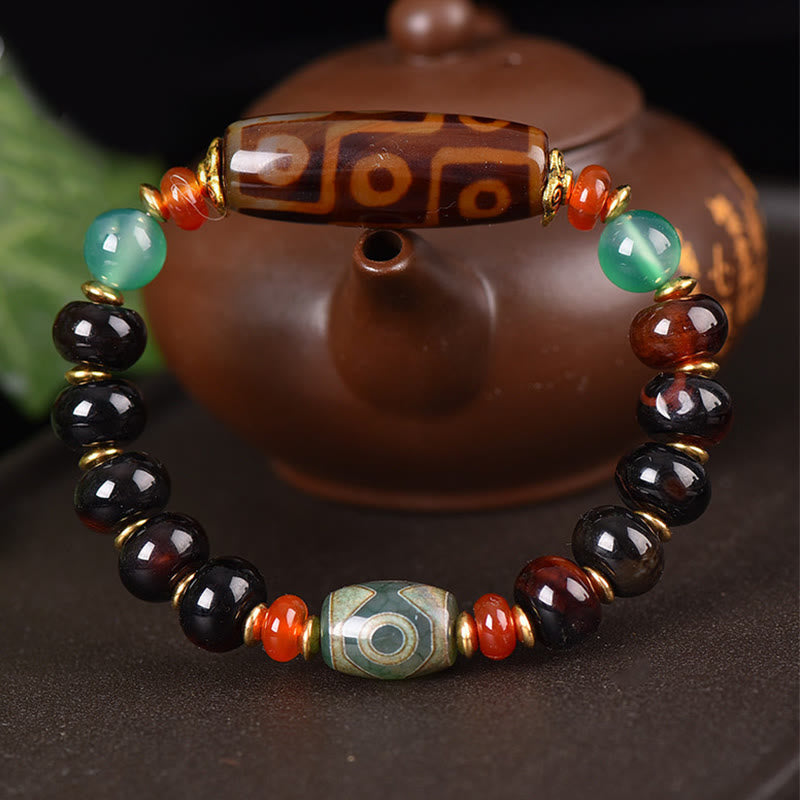 Nine-Eye & Three-Eyed Dzi Beads Spiritual Protection Bracelet
