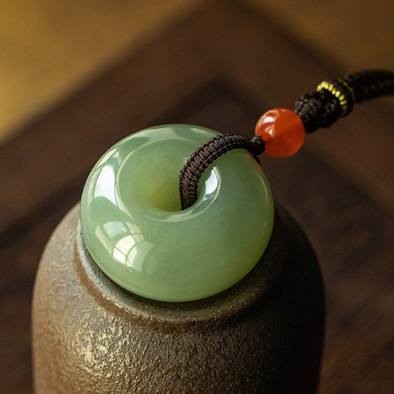 Natürliche graue Jade-Glückskette | Friedens- und Wohlstandsanhänger